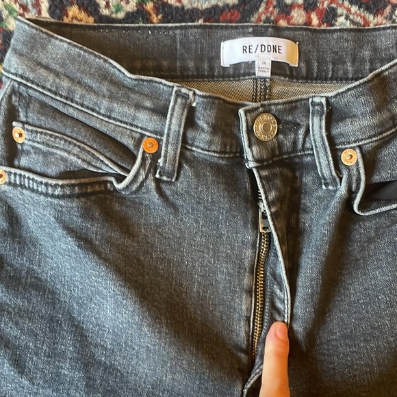 RE/DONE 70s high rise Stove Pipe Jeans in Stoned Noir Size 26 - Picture 6 of 8